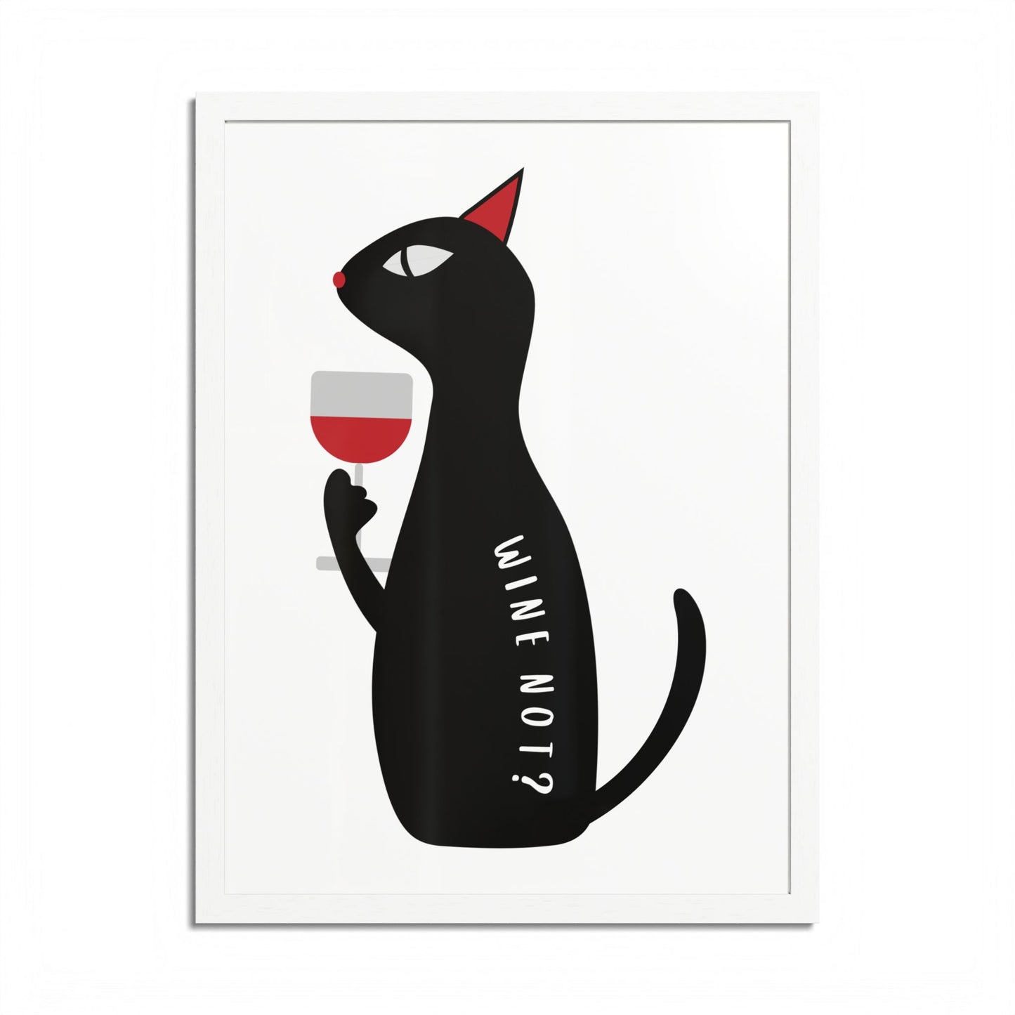 Wine Not Black Cat Framed Poster