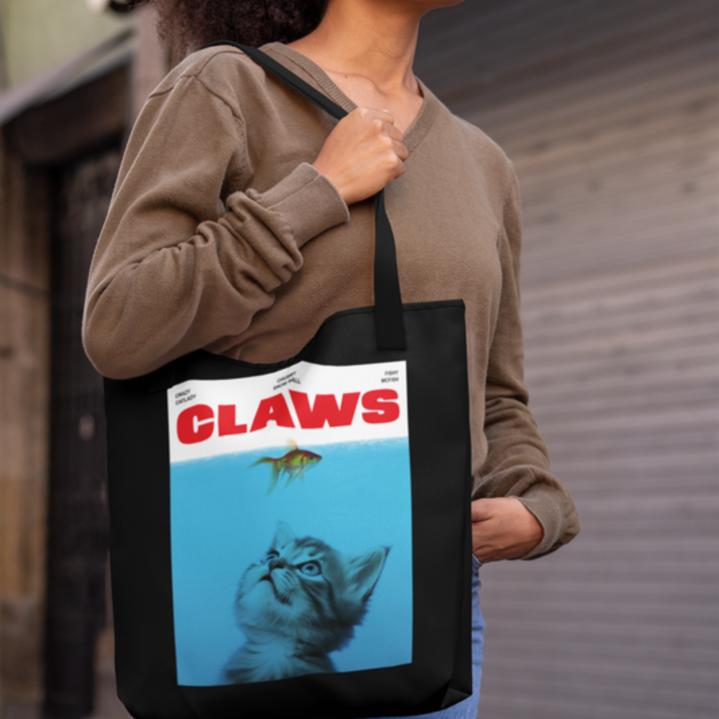 CLAWS Movie Parody Cat Tote Bag β Funny Horror Cat Canvas Bag