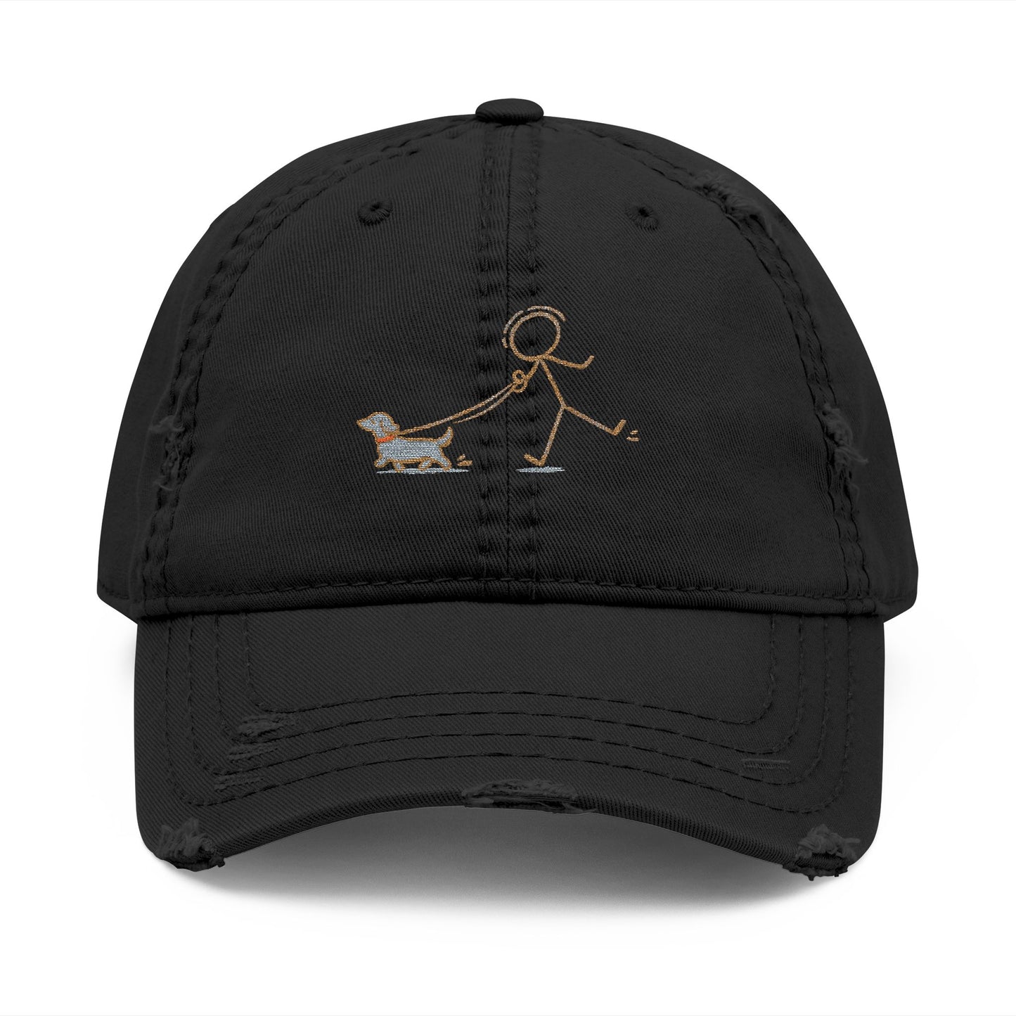 Vintage Distressed Dog Dad Cap — Embroidered Streetwear Hat