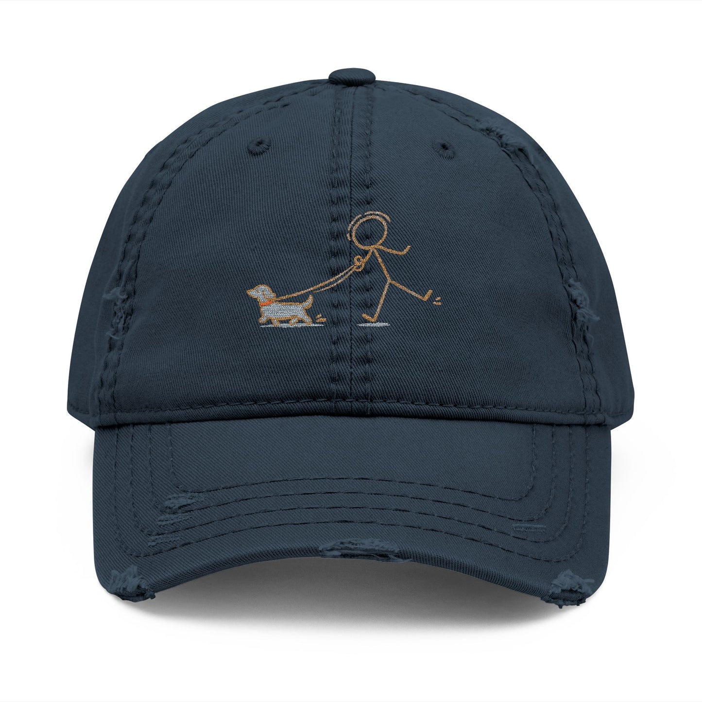 Vintage Distressed Dog Dad Cap — Embroidered Streetwear Hat