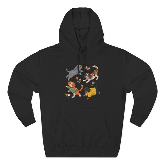 Cottagecore Puppies Hoodie – Cute Dog & Cat White Sweatshirt
