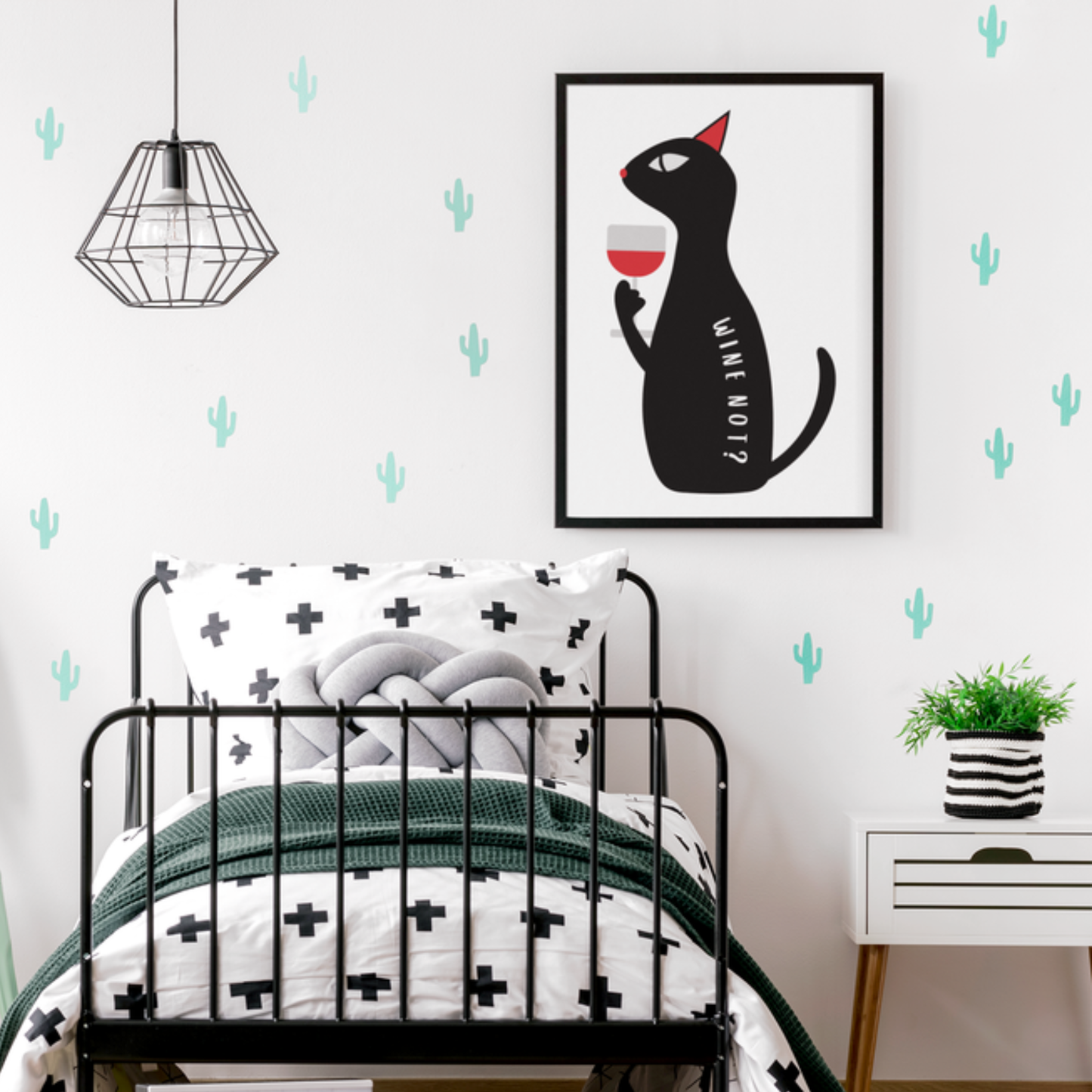 Wine Not  Black Cat Framed Poster