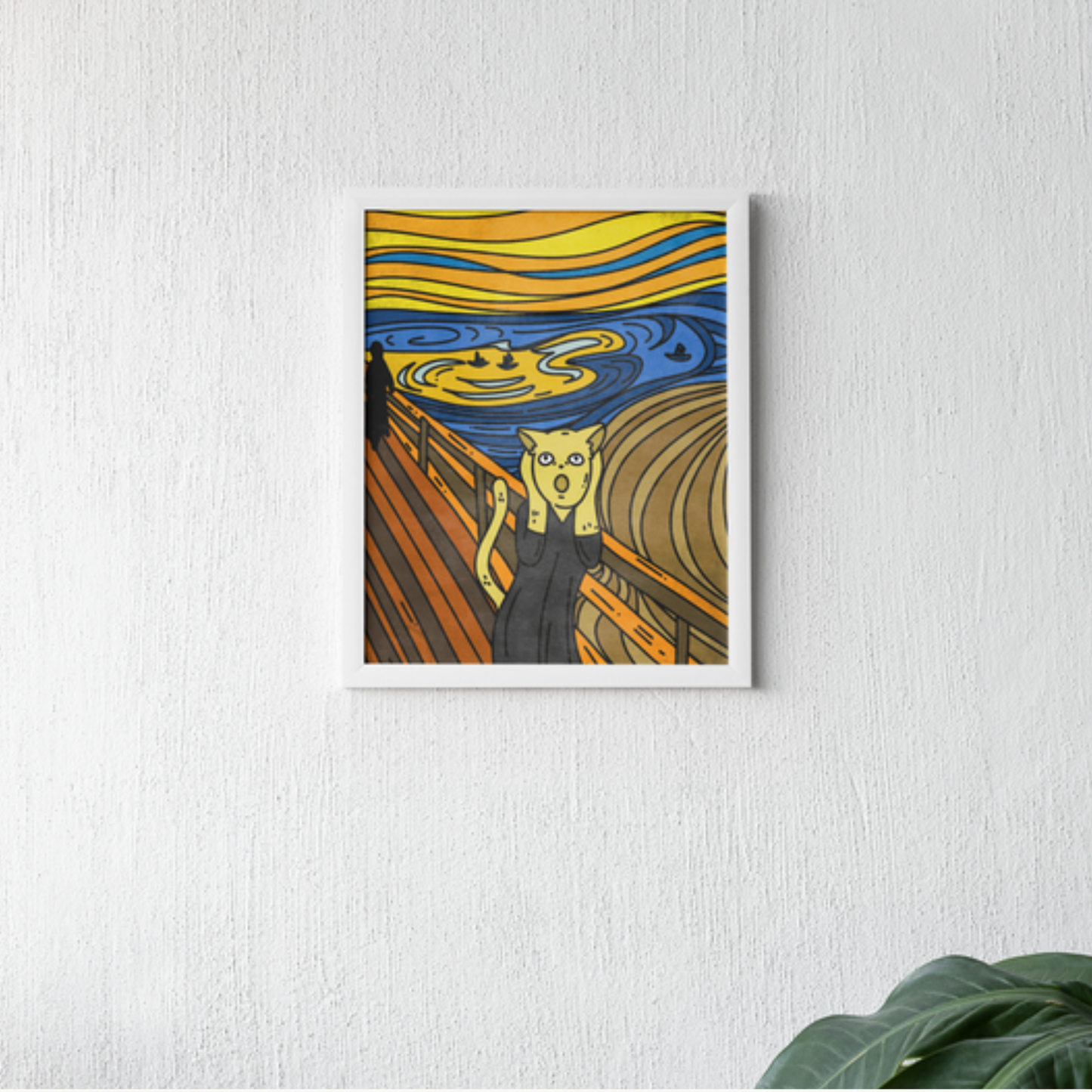 The Scream Cat Framed Poster — Funny Art Parody Wall Print