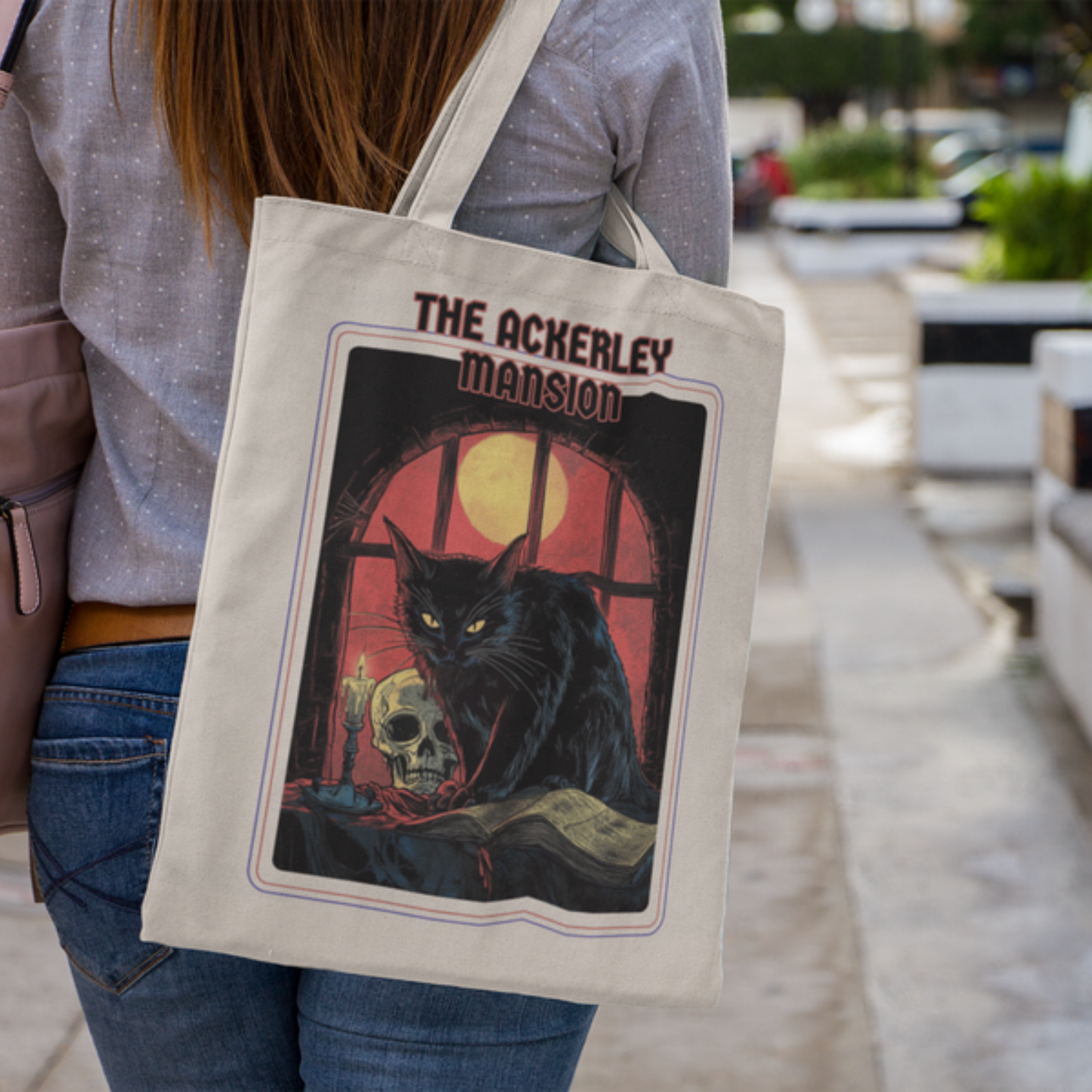 The Ackerley Mansion Gothic Cat Canvas Tote Bag