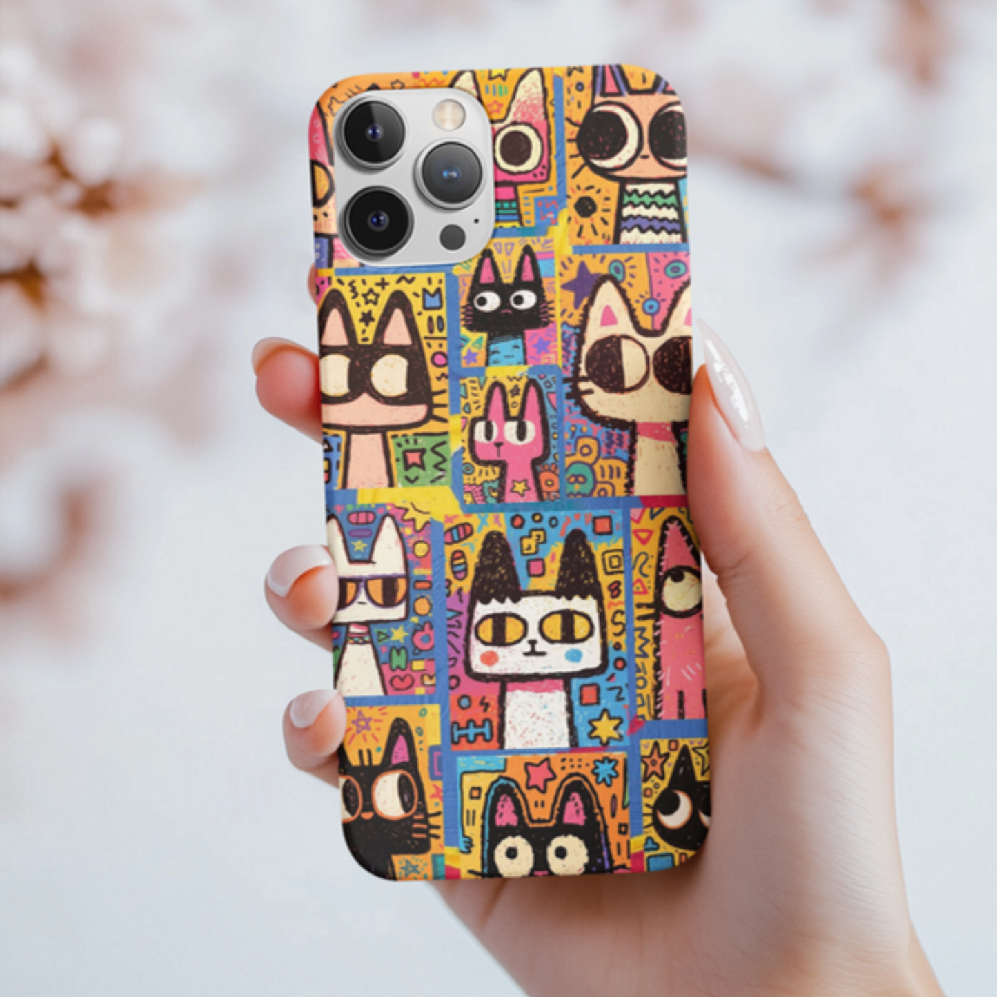 Colorful Abstract Cat Art iPhone Case – Funky Pop Art Phone Cover