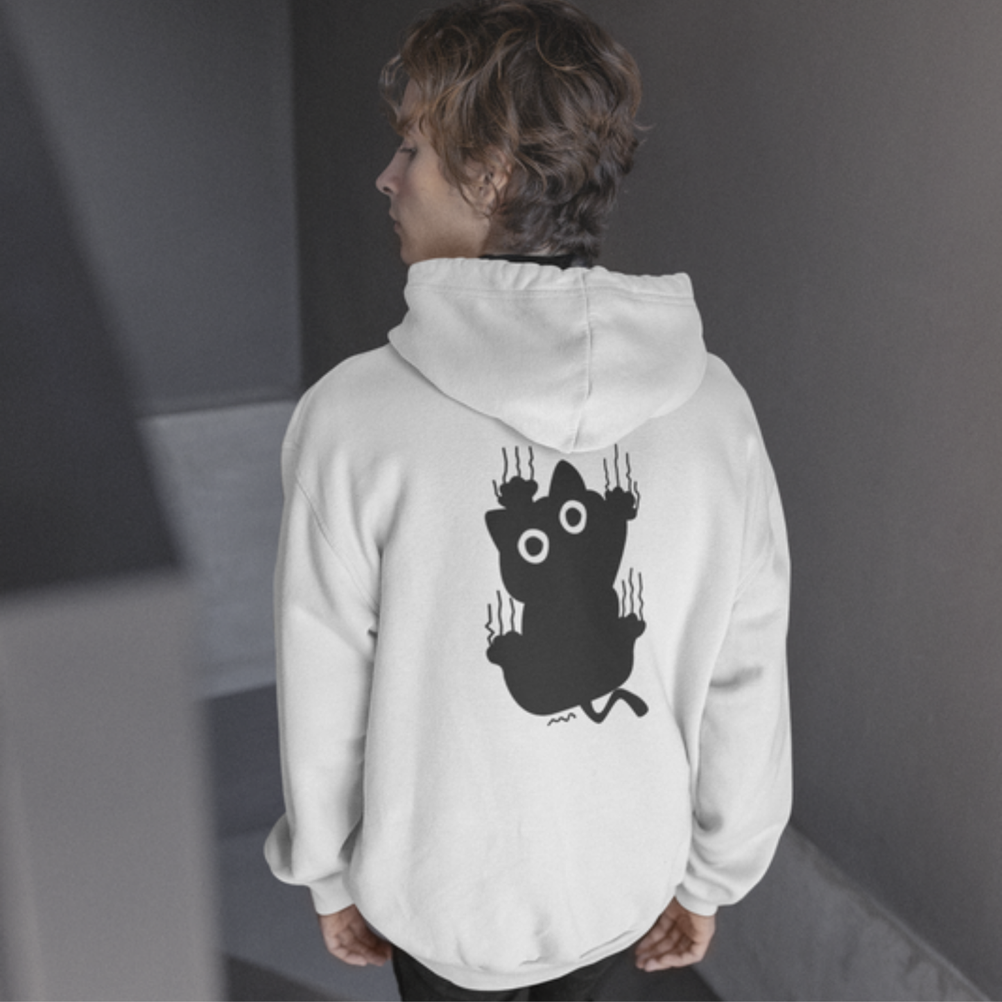 Peeking & Scratching Cat Hoodie – Funny Black Cat Sweatshirt