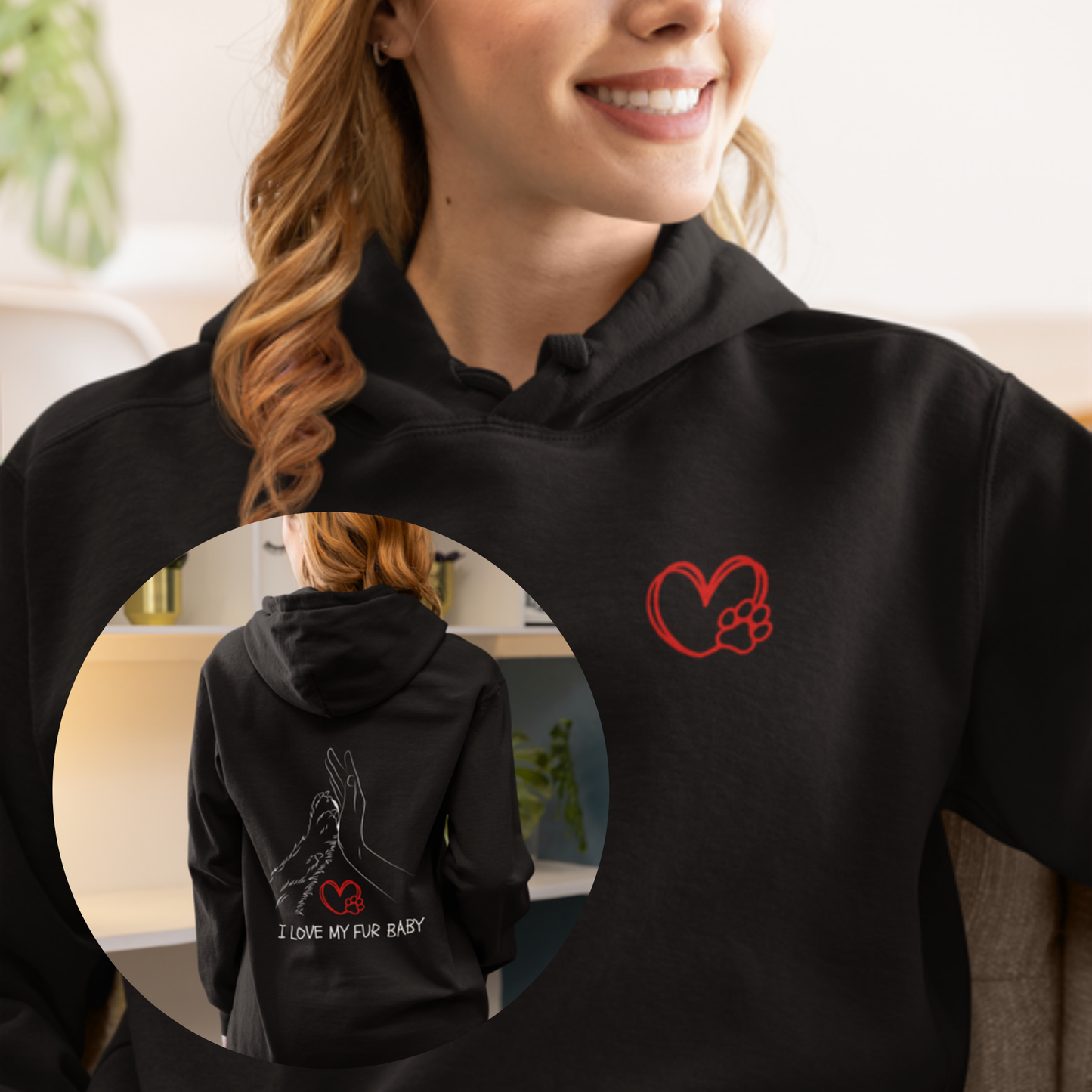 I Love My Fur Baby Hoodie – Dog Mom Black Sweatshirt