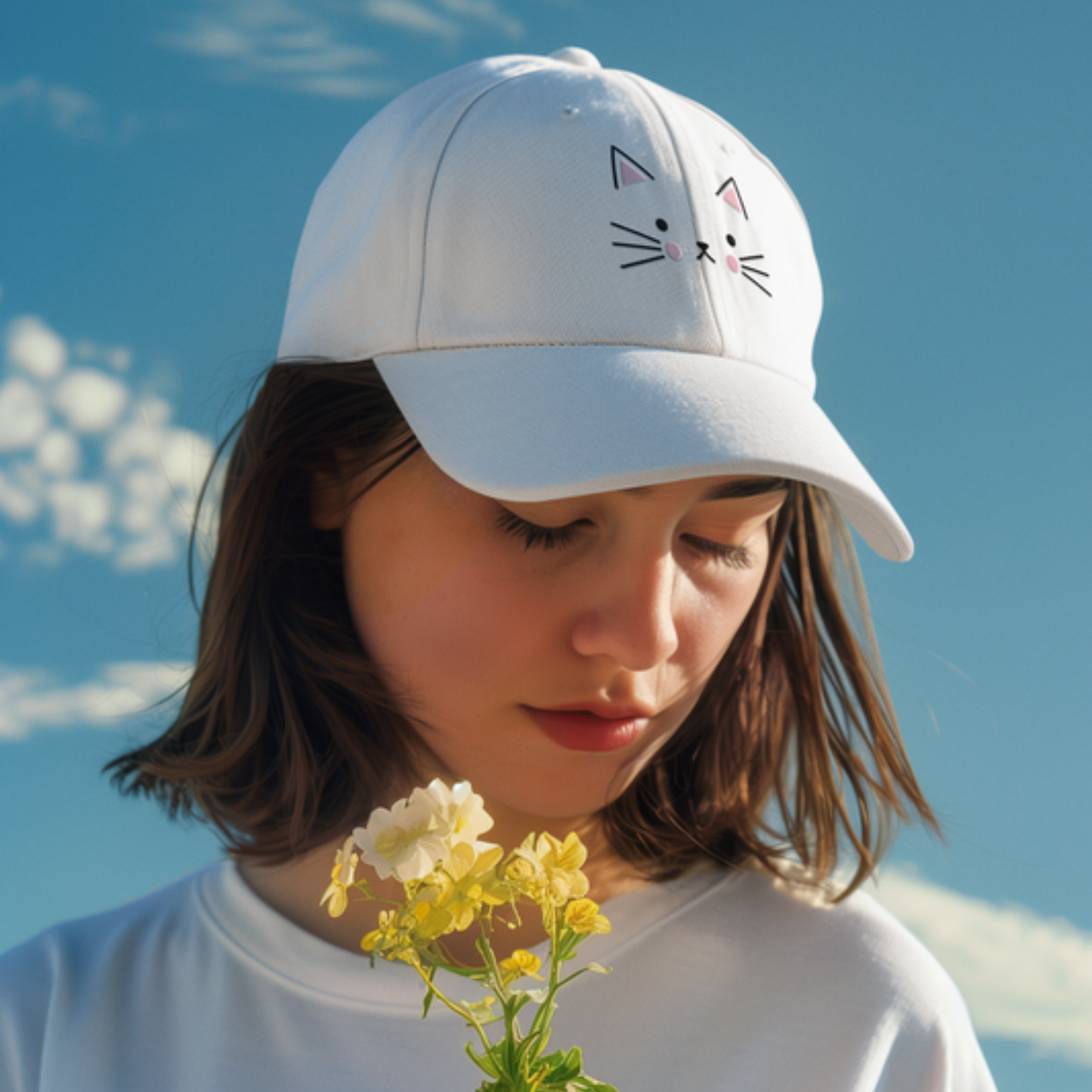 Kawaii Cat Face Dad Hat – Cute Cat Lover Baseball Cap