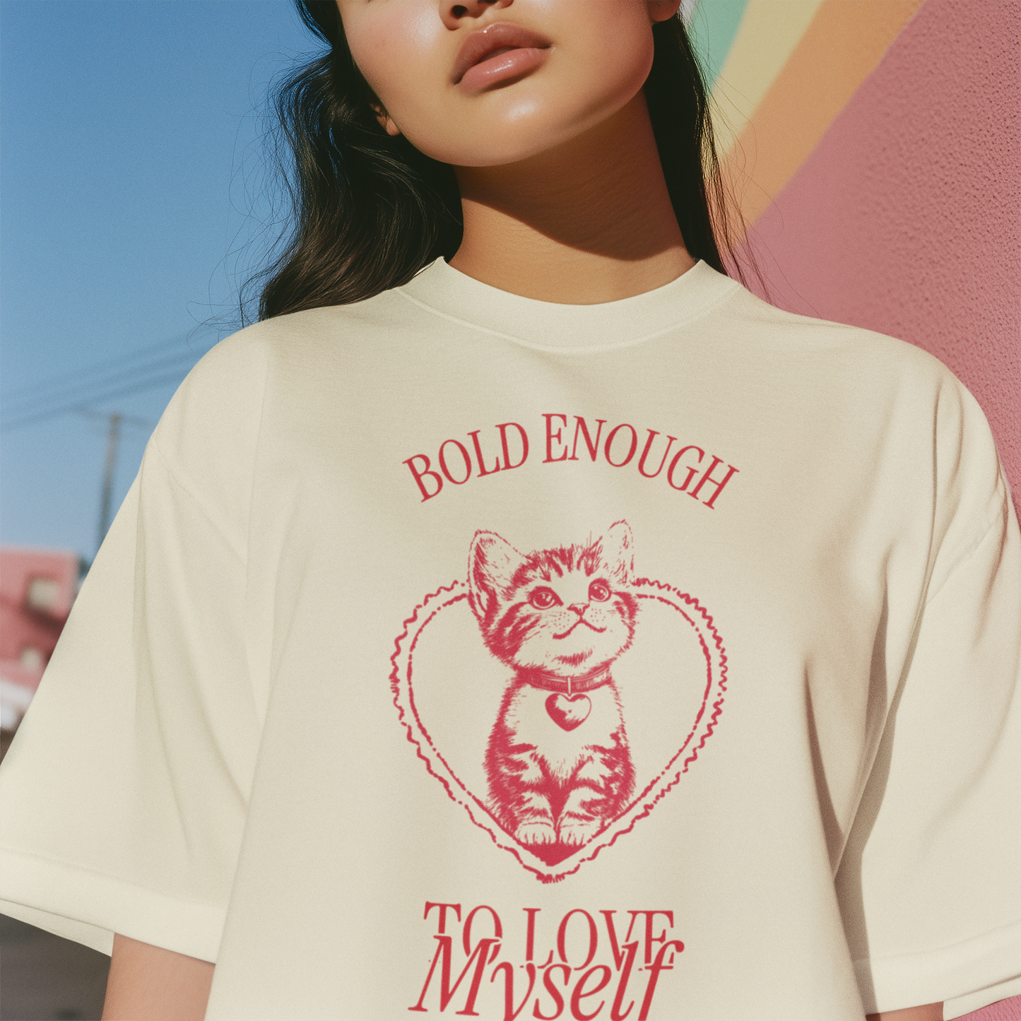 Bold Enough To Love Myself Cat Tee – Aesthetic Self Love T-Shirt