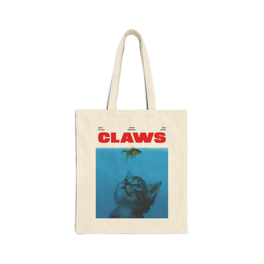 CLAWS Movie Parody Cat Tote Bag – Funny Horror Cat Canvas Bag