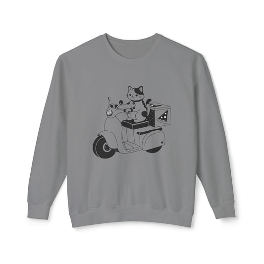 Pizza Delivery Cat Scooter Sweatshirt – Funny Cat Crewneck