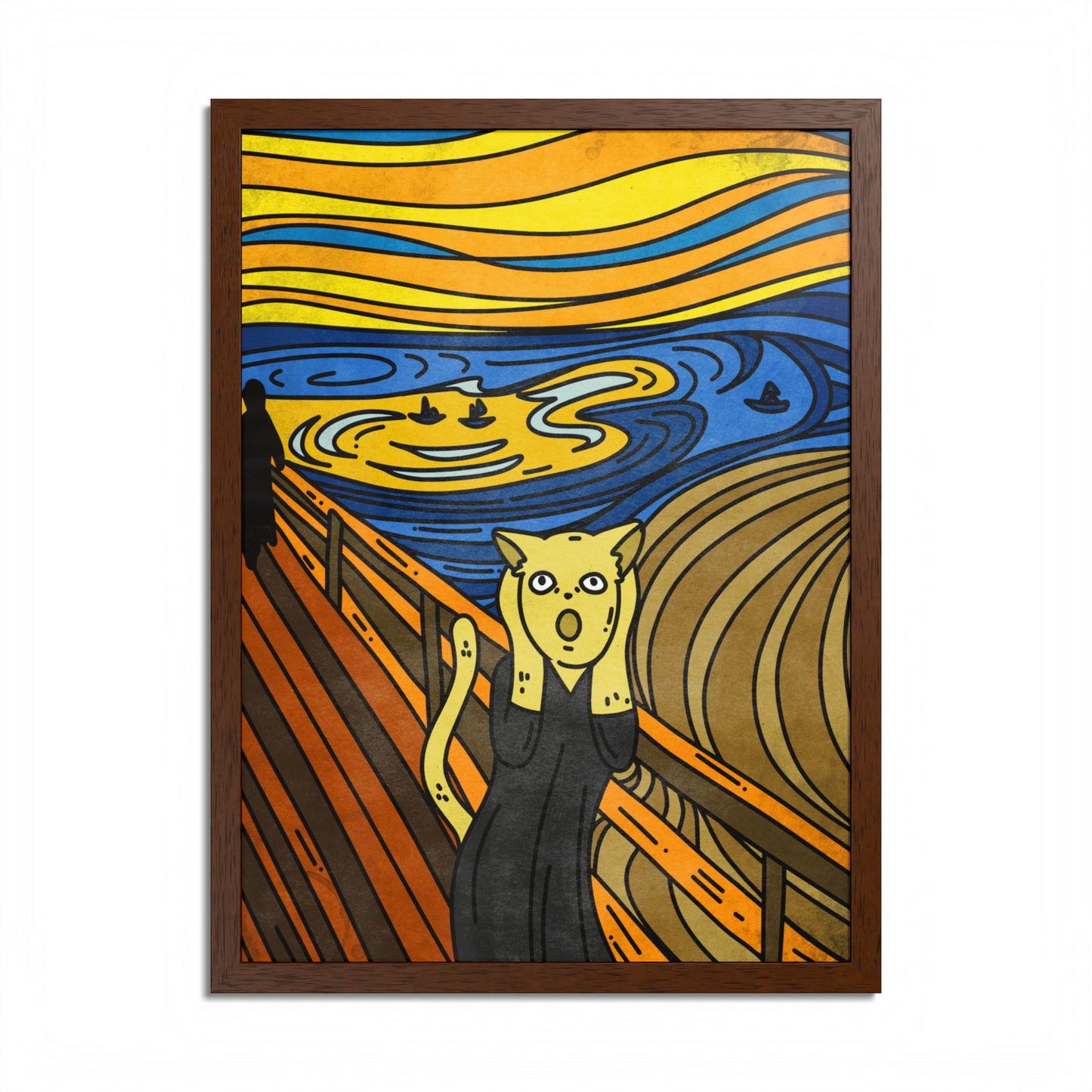 The Scream Cat Framed Poster — Funny Art Parody Wall Print