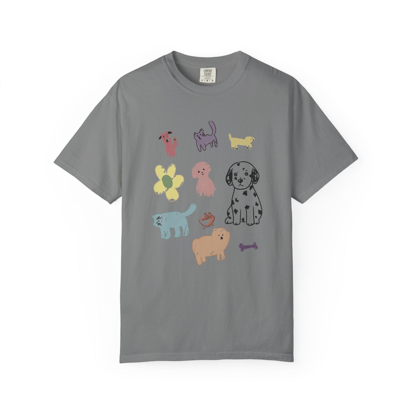 Cute Doodle Pets Graphic Tee – Dog & Cat Lover White T-Shirt