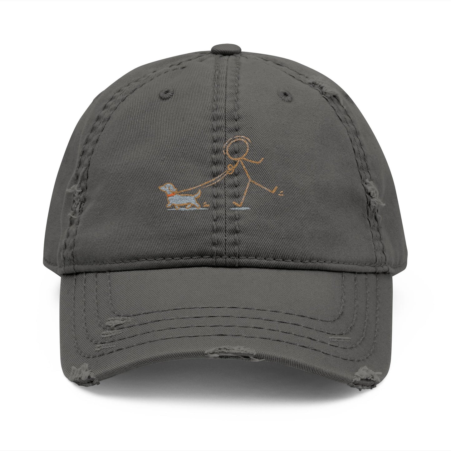 Vintage Distressed Dog Dad Cap — Embroidered Streetwear Hat