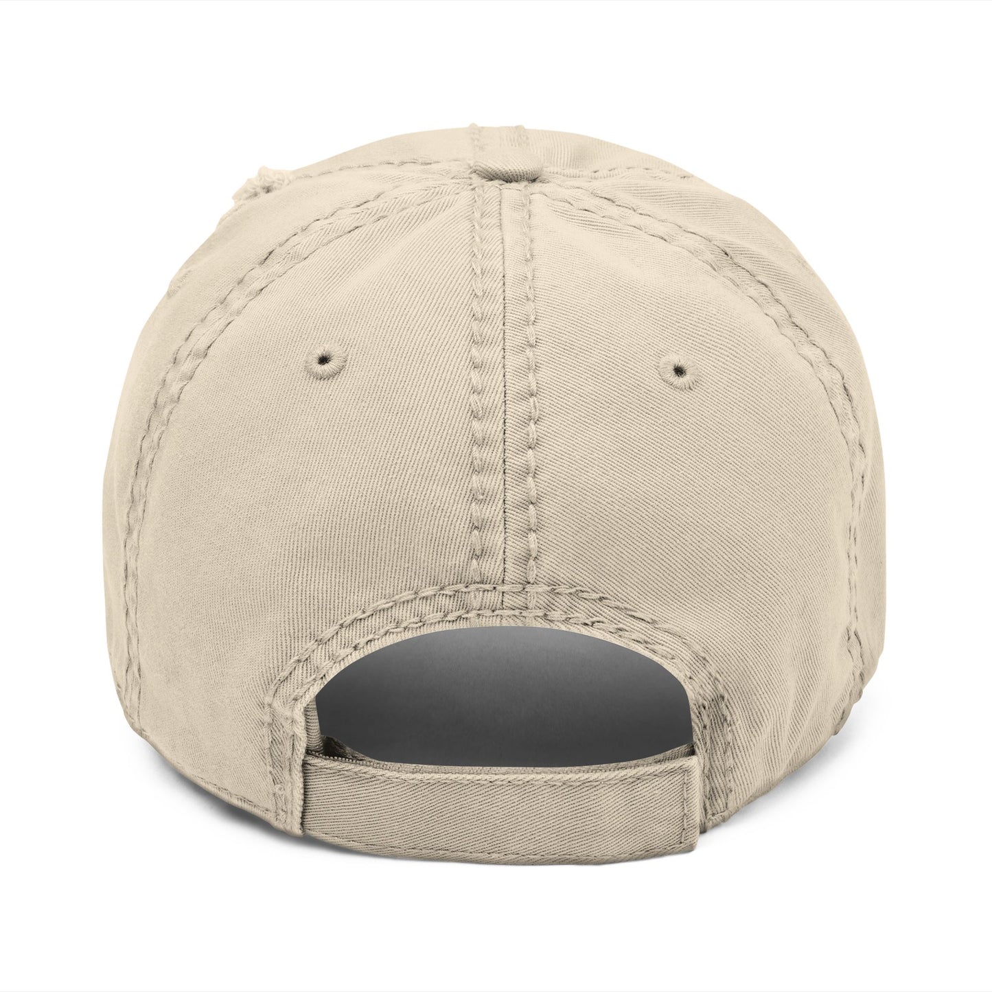 Peeking Black Cat Distressed Dad Hat – Vintage Cat Embroidered Cap