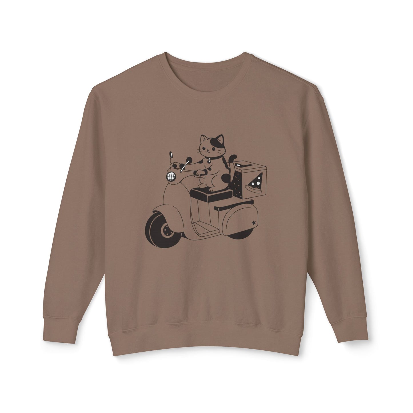 Pizza Delivery Cat Scooter Sweatshirt – Funny Cat Crewneck