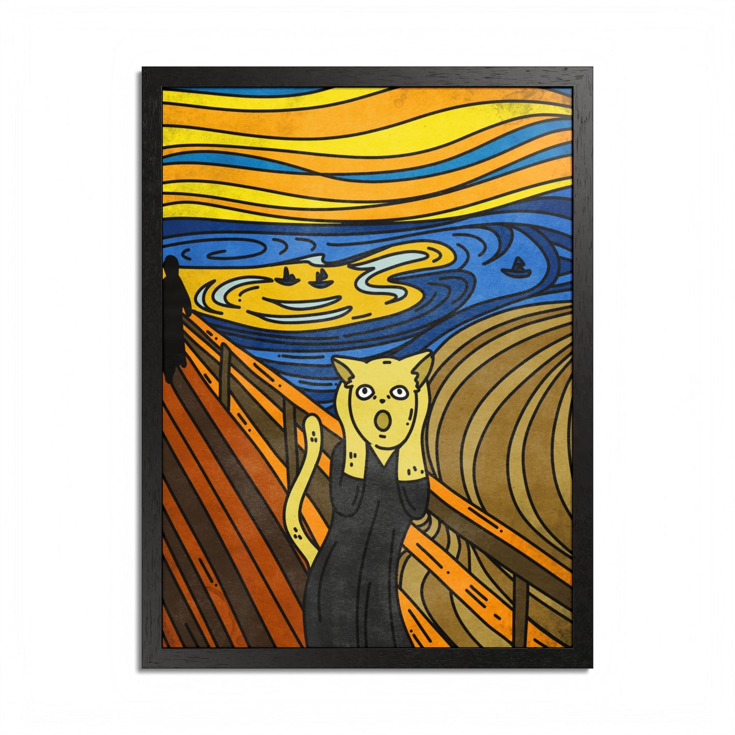 The Scream Cat Framed Poster — Funny Art Parody Wall Print