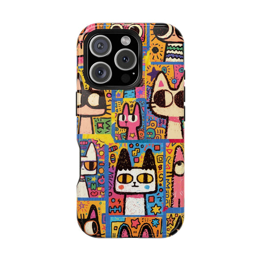 Colorful Abstract Cat Art iPhone Case – Funky Pop Art Phone Cover