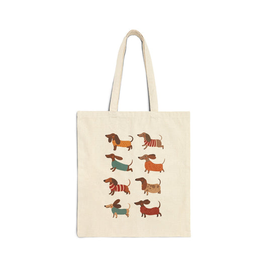 Cute Dachshund Pattern Tote Bag – Sausage Dog Canvas Bag