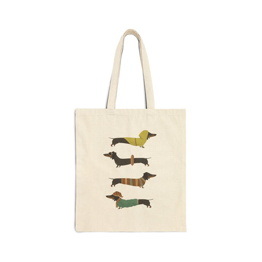 Dachshund Sweater Tote Bag — Cute Wiener Dog Canvas Shoulder Bag